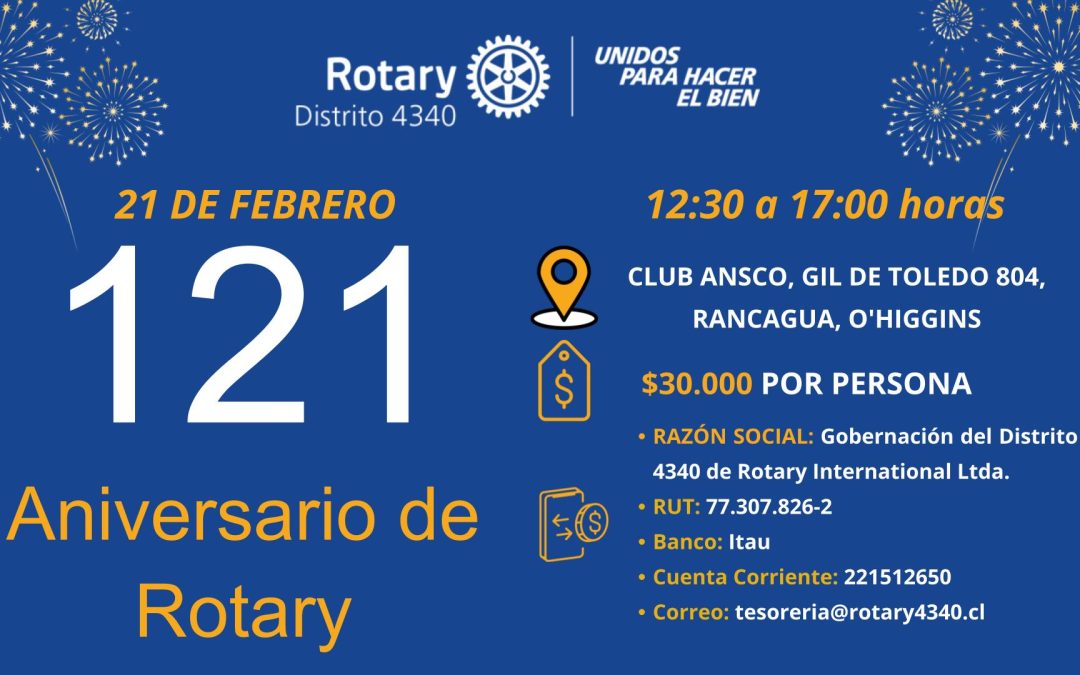 El Distrito 4340 celebra el 121° Aniversario de Rotary