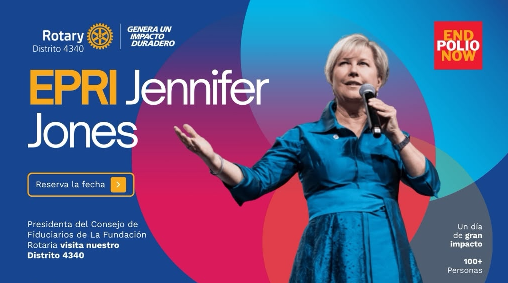 Jennifer Jones visitará el Distrito 4340 el próximo 18 de octubre